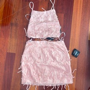 Lulus fringe skirt set NWT